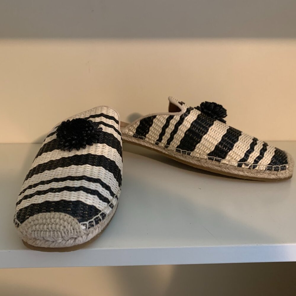 Kate Spade Ivory/Black Solero Raffia Espadrilles - Size 11